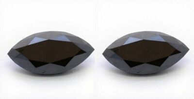 2pcs 0.25cts each Marquise Cut Diamond Natural Black Loose Diamond Pair for Stud