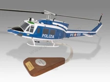 Agusta Bell AB-212 Polizia Italia Solid Wood Handcrafted Helicopters Model