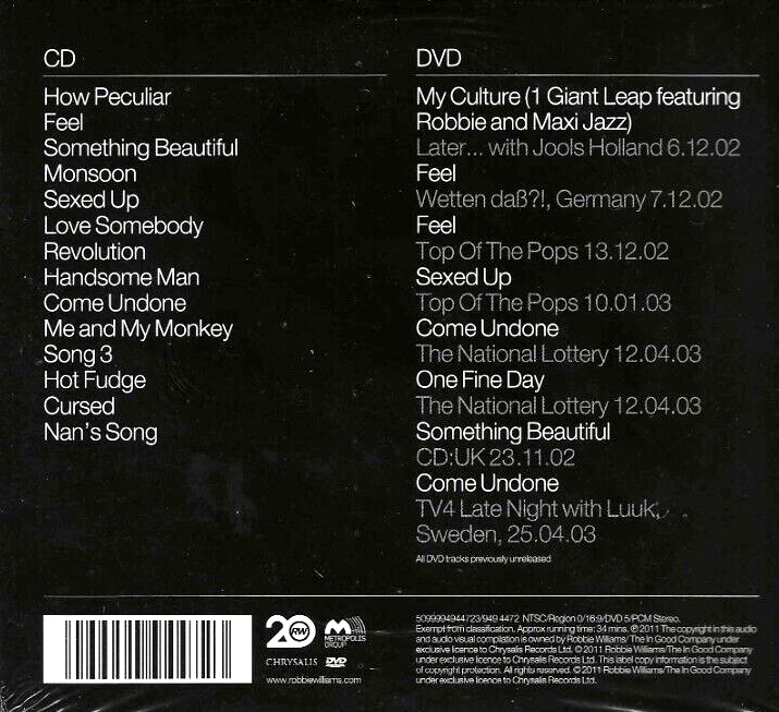 Robbie Williams Escapology, NEW! CD & DVD Limited Edition 14 Tracks , Live DVD - Image 2 of 3