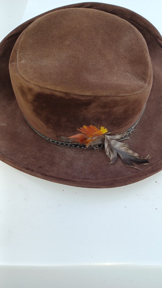 Vintage Sears and Roebuck Westerner Cowboy Hat Brown 52371 feather