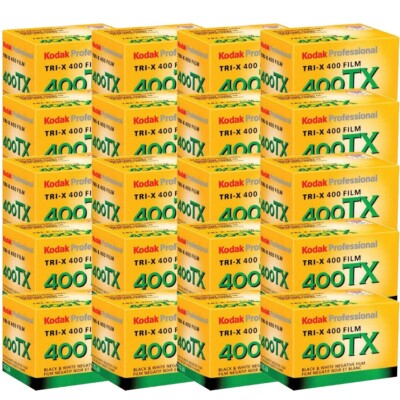 20 Rolls Kodak TX Tri-X 400 24 Exposure Pan Black & White 35mm Film