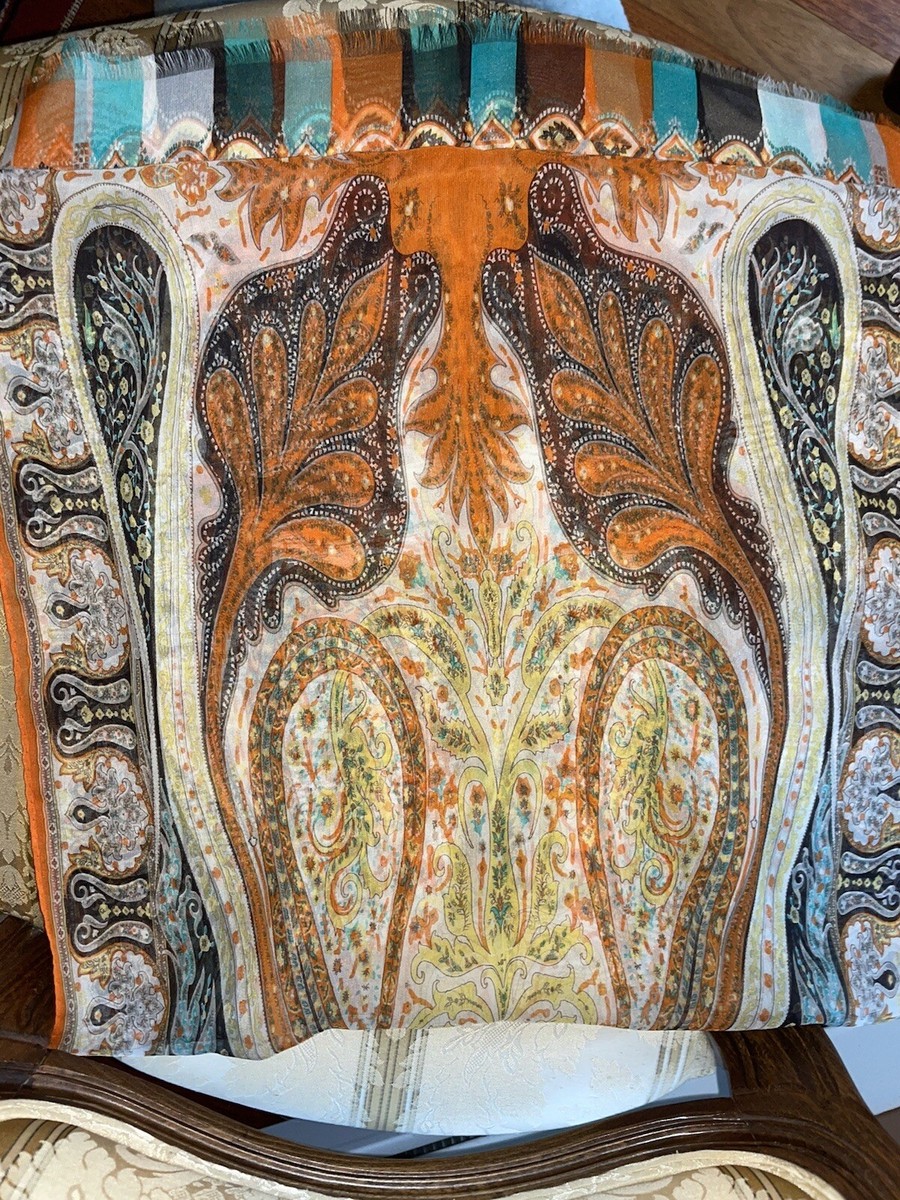 【送料&関税込】Etro Pleated Shawls In Silk Etro Scarf Shaal Nur - Women Collection Cashmere Silk Shawl
