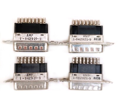 QTY: 4 AMP DB15 1-842921-9 D Sub Plug Male 15-Pin Connector