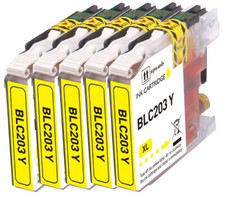 Tinta de impresora 5P AMARILLA + chip compatible con Brother LC203 MFC J680DW J460DW J5320DW J480DW