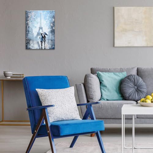 Tower Ronmance Living Room Wall Art Blue Couple Bathroom Pictures Wall