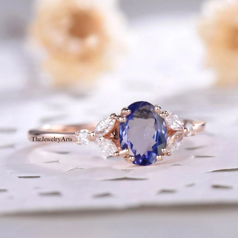 Tanzanite Wedding Ring Natural Blue Tanzanite AAA + Quality Ring, Women Ring - Image 2 of 4