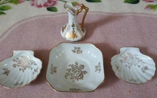 Hand painted Limoges France  MIX LOT Main Gold Scallop Shell Trinket Dish VASE 