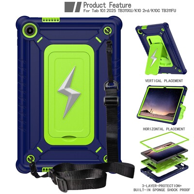 ProCase Case for Lenovo Tab 10.1'' 2025 Shockproof Rugged Cover + Shoulder Strap