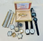 Vintage Watch Lot Repair Parts Wittnauer Helbros Timex Croton Digits Ring Bands