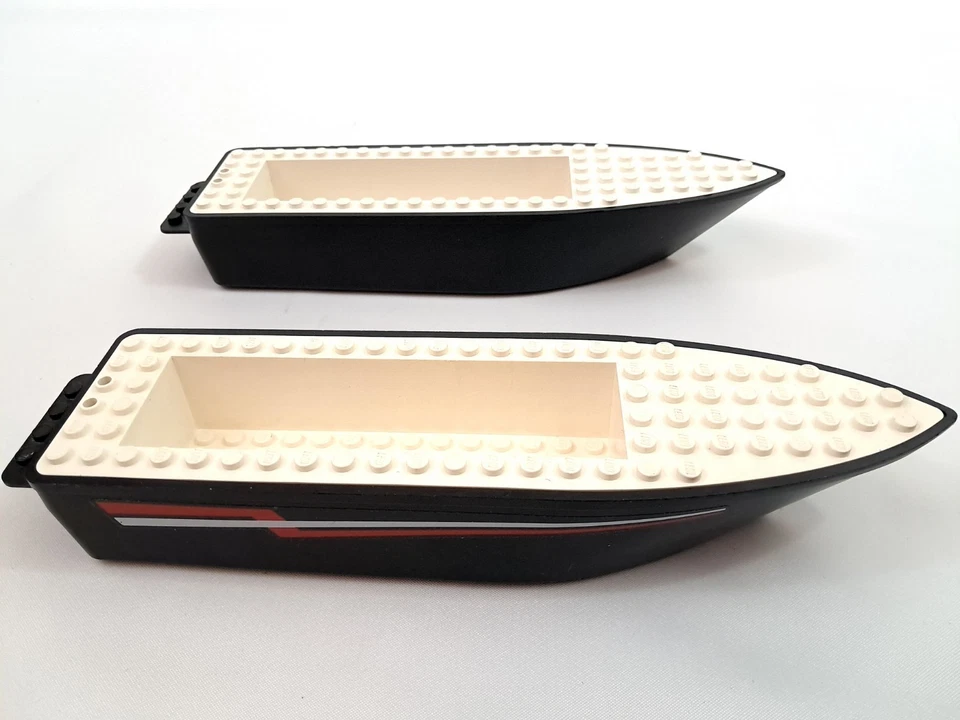 Vintage Lego Boat Black Hull Unitary 24x6x3 From Set 4002 x2 bfloat1c01pb01 - Image 2 of 4