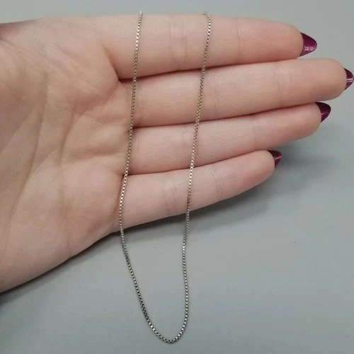 Vintage Sterling Silver Box Chain Necklace 15 Inch Long 925 Italy Spring Ring