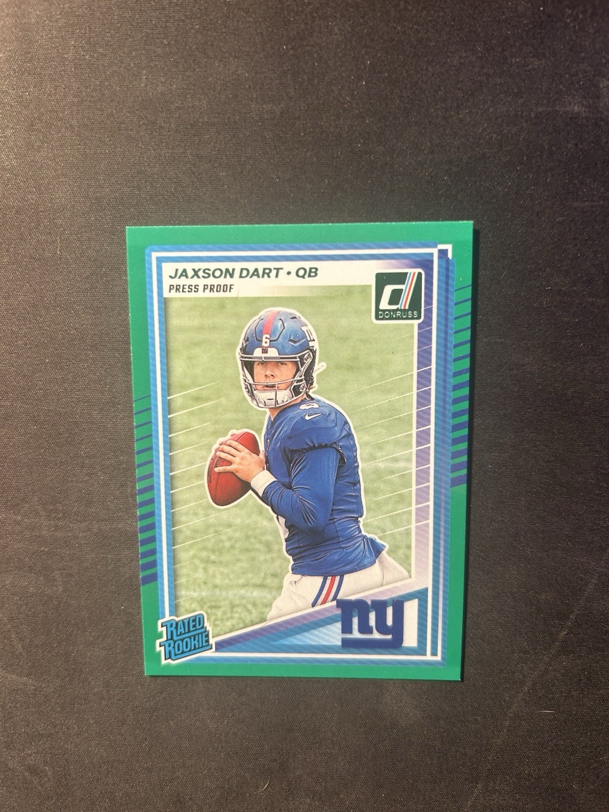 2025 Panini Donruss - Rated Rookie Jaxson Dart #400 Press Proof Green (RC)