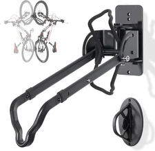 CyclingDeal Swivel Bike Wall Mount Rack - Vertical Adjustable 1 Pack, Black 