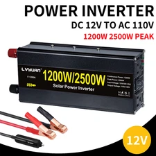 1200W 2500W Power Inverter 12V to 110V DC to AC Inverter for Vehicles 2USB 2AC