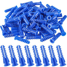 500pcs Ribbed Plastic Drywall Anchors 8-10-12 x 1-1/4in Blue Heavy Duty