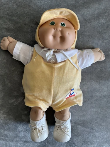 1984 Cabbage Patch Kids 14” Preemie Boy Doll Sailboat Green Eyes with Markings