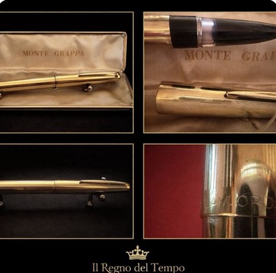 MONTEGRAPPA 18 Carat Gold Plated Fountain Pen Gold F Nib Vintage