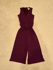 MICHAEL KORS MAROON SPARKLE CROPPED SLEEVELESS DRESSY JUMPSUIT WORN ONCE SIZE S