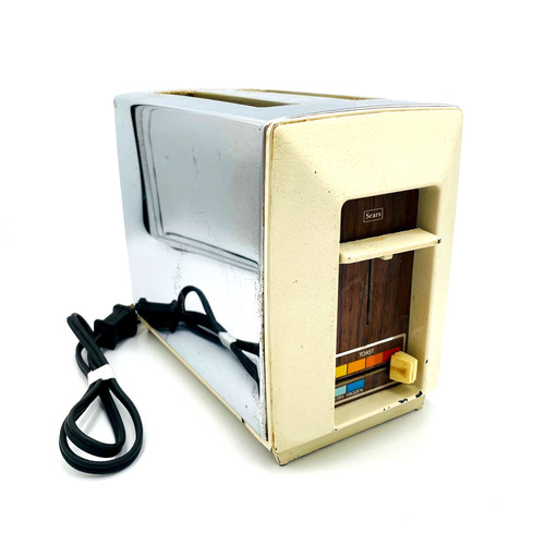 Vintage 1970s Sears Color Tuner Toaster Tested Working w/ Retro Reversible Cover