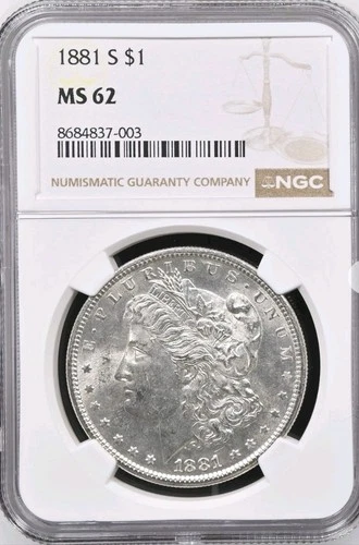 1881 S Morgan Silver $1 Dollar Coin NGC MS 62 Bx1 49