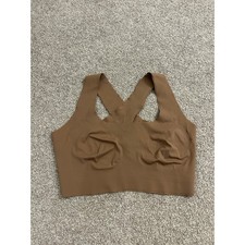 Seamless Bralette Womens M Brown Excellent Crisscross Back Sporty