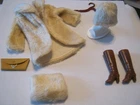 BARBIE FASHION CLOTHES ~ BEIGE FAUX FUR COAT+HAT+MUFF OUTFIT w/ACCESSORIES SET
