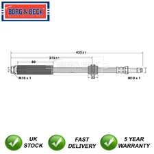 Brake Hose Rear Borg & Beck Fits Ford Focus C-Max 1.4 1.6 dCi 1.8 2.0 #2