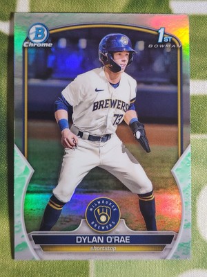 Dylan O’Rae 2023 Bowman Lunar Glow Refractor Chrome BCP-143 Brewers | eBay