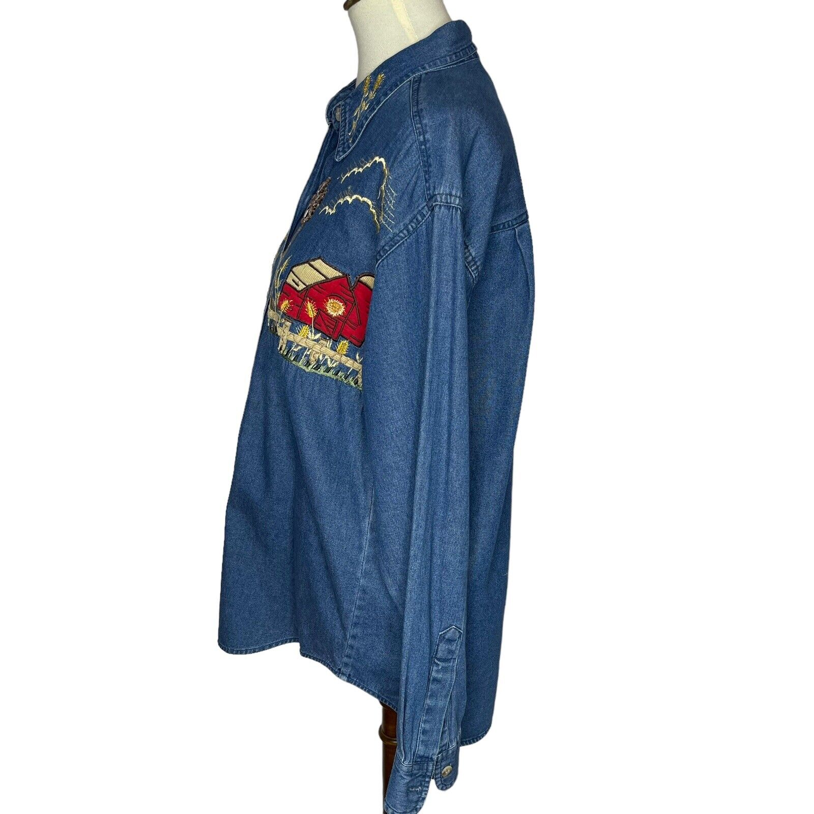 Vintage Denim Carrie Allen Button Front Shirt Fal… - image 6