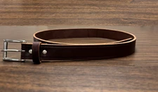 MENS BROWN CASUAL BELT, HANDMADE AMISH LEATHER, 1.5 INCH WIDTH, SIZE 48