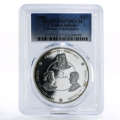 Cayman Islands 25 dollars House of Lancaster PR67 PCGS silver coin