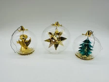 Vintage Germany Resl Lenz Gold Foil Spinner Ornaments MCM Set of 3 Angel Tree