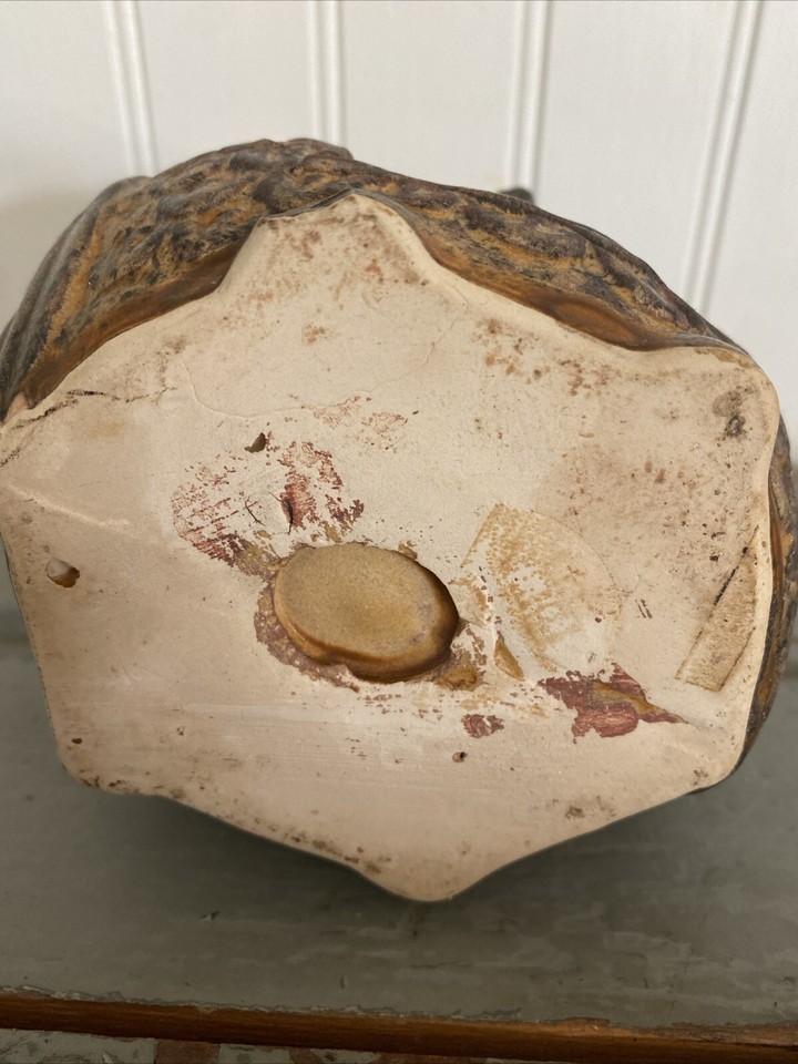 Vintage MCM Brown 6" Hanging Ceramic Owl Tea Light Votive Candle Holder