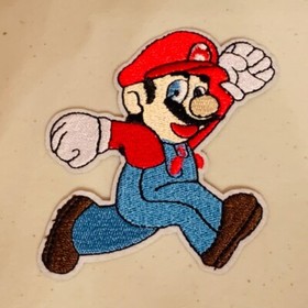 Super Mario Bros patch to sew jacket nintendo video game NES emblem fire ball 3C