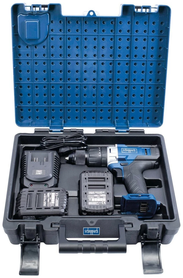 SCHEPPACH Akku Schlagbohrmaschine DTB 20ProS Akku Bohrschrauber + 206 tlg. Neu - Bild 3 von 4