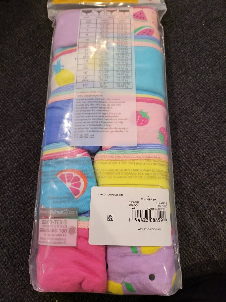 M.y Girls' 10-Pack Multi-Color Briefs Underwear Size 4 Wonder Nation