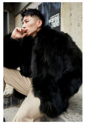 ジャケット・アウター ACLENT Stand collar volume fur coat aclent standard color volume fur coat