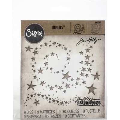Tim Holtz Sizzix Thinlits Die Set Swirling Stars 9 Pieces
