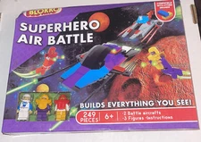 NEW, Blokko Superhero Air Battle, 249 Pieces, 2 Battle Aircrafts, 3 Figures