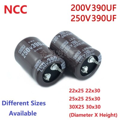 2Pcs/Lot NCC 390uF 200V 390uF 250V 200v390uF 250V390UF Snap-in PSU Capacitor