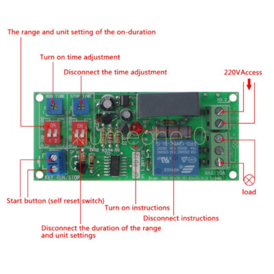 AC 110V 220V Infinite Cycle Delay Timing Timer Relay ON OFF Switch Loop Module M