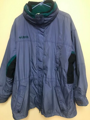 Columbia Womens XL Winter Coat 3:1 Interchange Blue Pockets Hood Lining Parka 