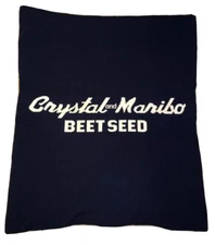 Crystal & Maribo Sugar Beet Seed Farm ADVERTISING 68”x55” Knit BLANKET Throw vtg