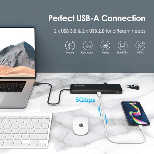 WAVLINK 12-Port-Triple-Display-USB-C-Dockingstation mit 100W-PD HDMI DP VGA RJ45 - Bild 4 von 8