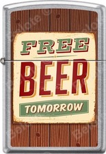 Zippo Free Beer Tomorrow Rusted Sign Street Chrome WindProof Lighter