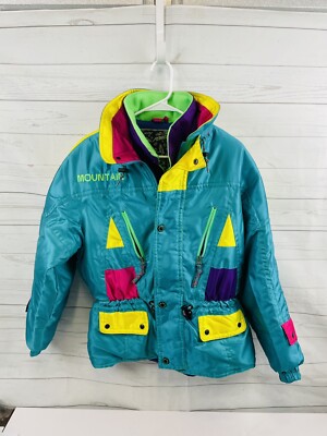 90s Style Phenix Junior Ski Jacket Teal Purple Yellow Blue