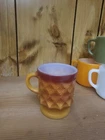 Anchor Hocking Vintage 3.75” Fire King Kimberly Diamond Mug Orange Red