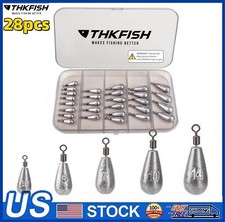 THKFISH 28pcs Fishing Weights Sinkers Kit Various Bass Casting Weights Drop US