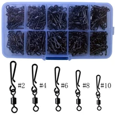 150pcs Rolling Fishing Snap Clip Swivel Ball Bearing Barrel Swivel Saltwater M+G