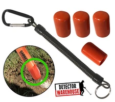 4 ORANGE Pinpointer Cap Tip Protector with Lanyard - Fits Garrett Propointer AT